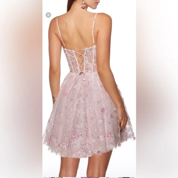 Alyce Paris style 30003 Pink Dress floral Homecoming - Picture 2 of 5